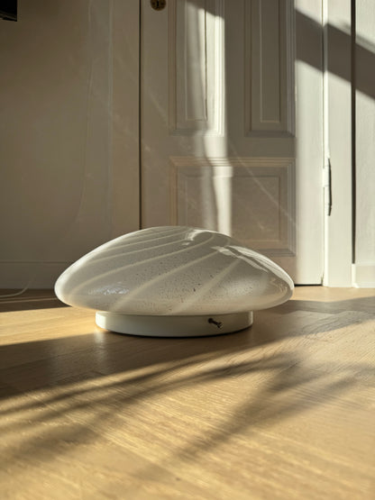 White vintage Murano ceiling lamp with silver dust, 37 cm