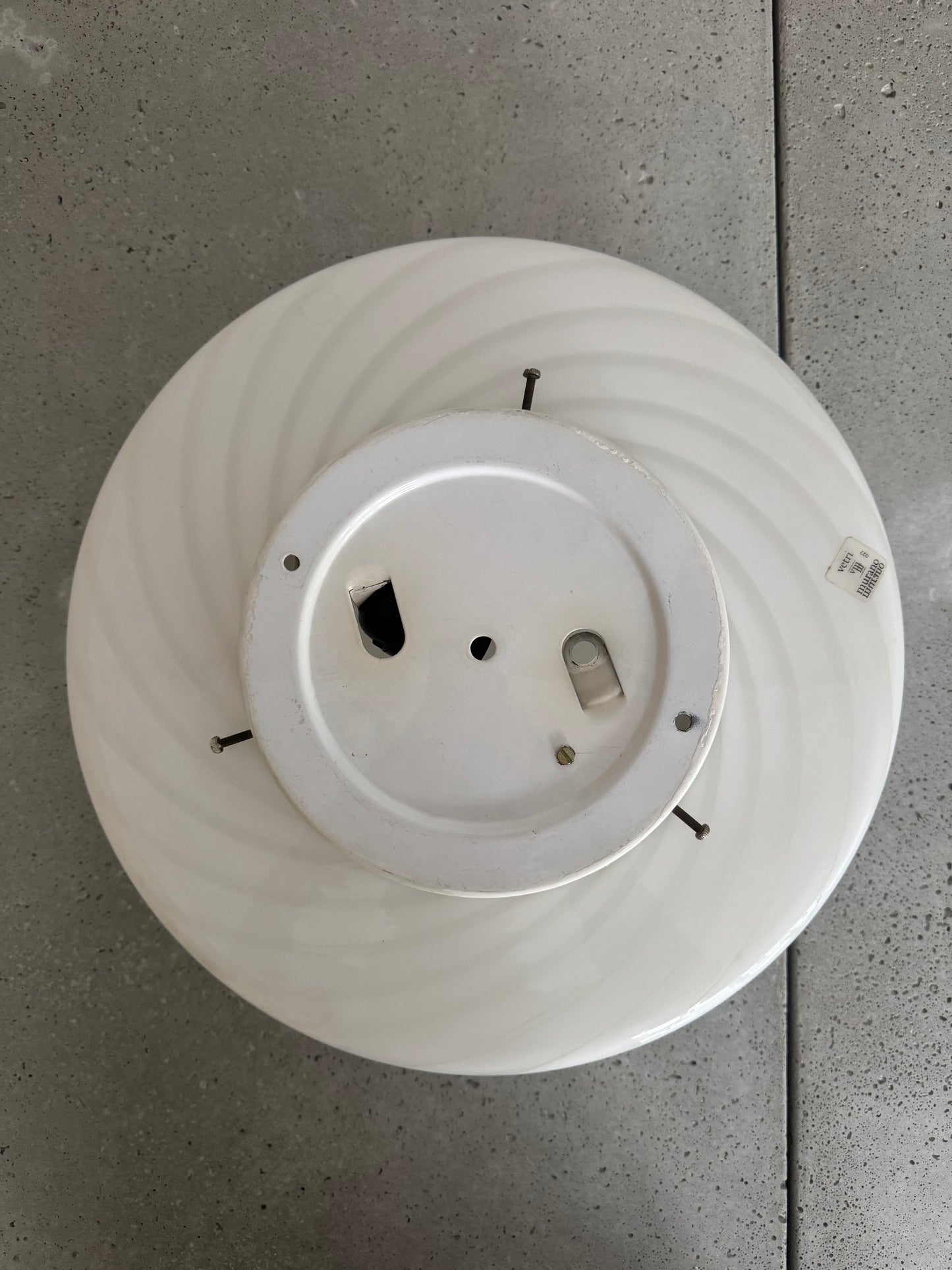 White vintage Murano ceiling lamp with white swirl, 40 cm