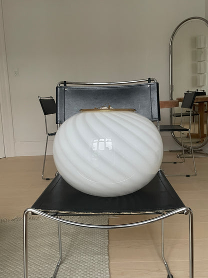 Vintage Murano pendant white swirl, 37 cm