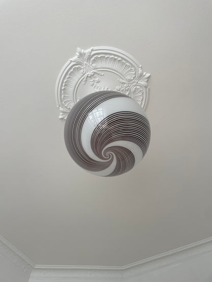 Vintage Murano pendant lamp with brown swirl, 45 cm