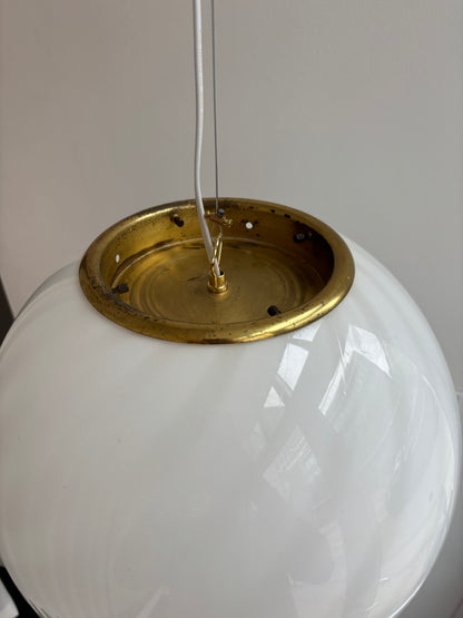 Hvid Murano pendel med messing top, 40 cm