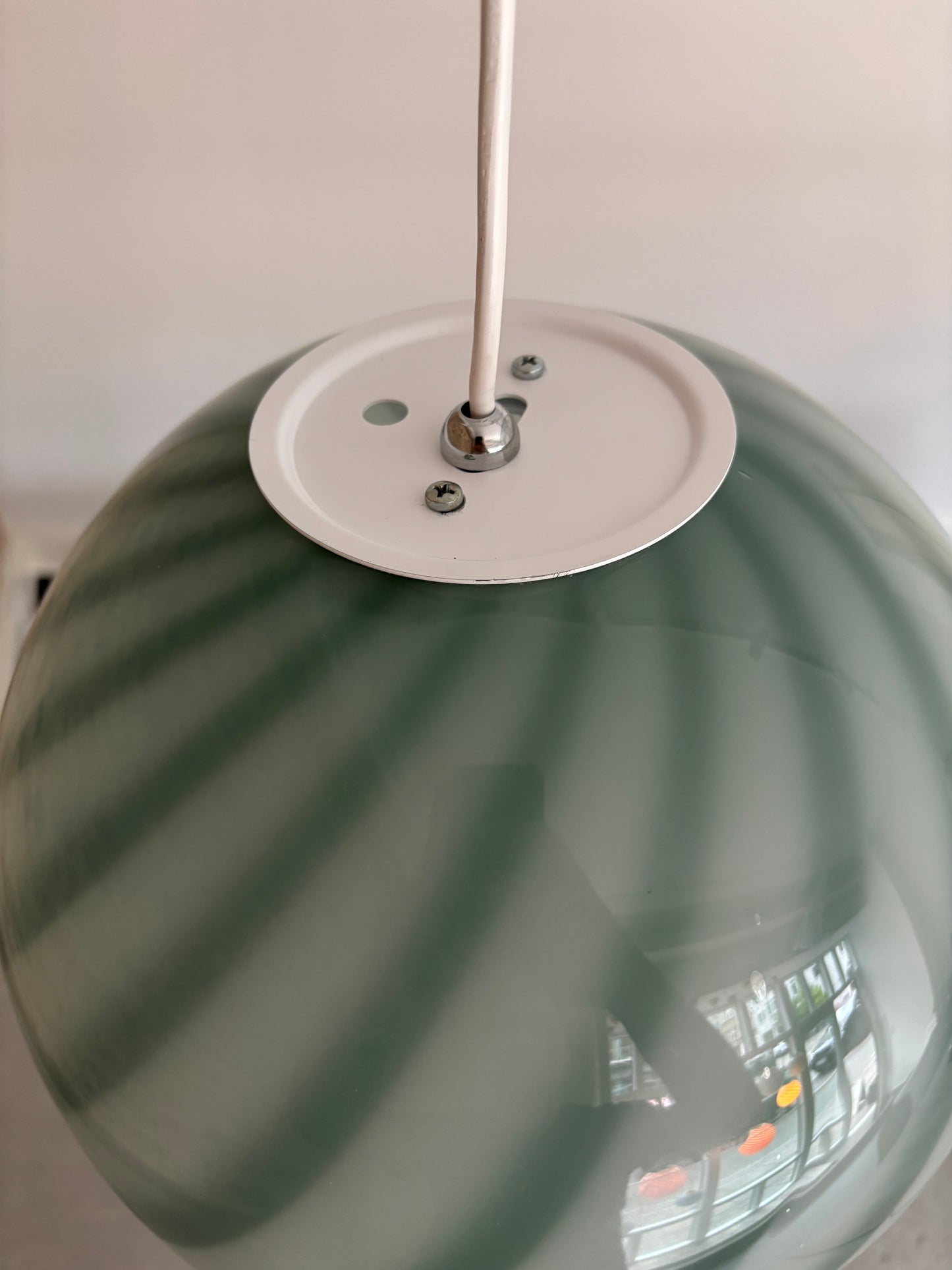 Dark green Murano swirl pendant light, 30 cm