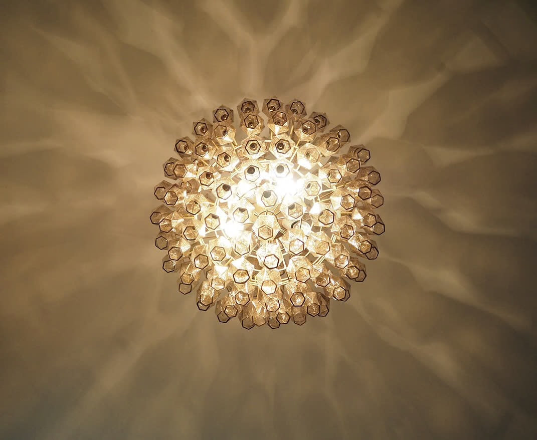 Murano chandelier | Poliedri | 140 glass | Smoked