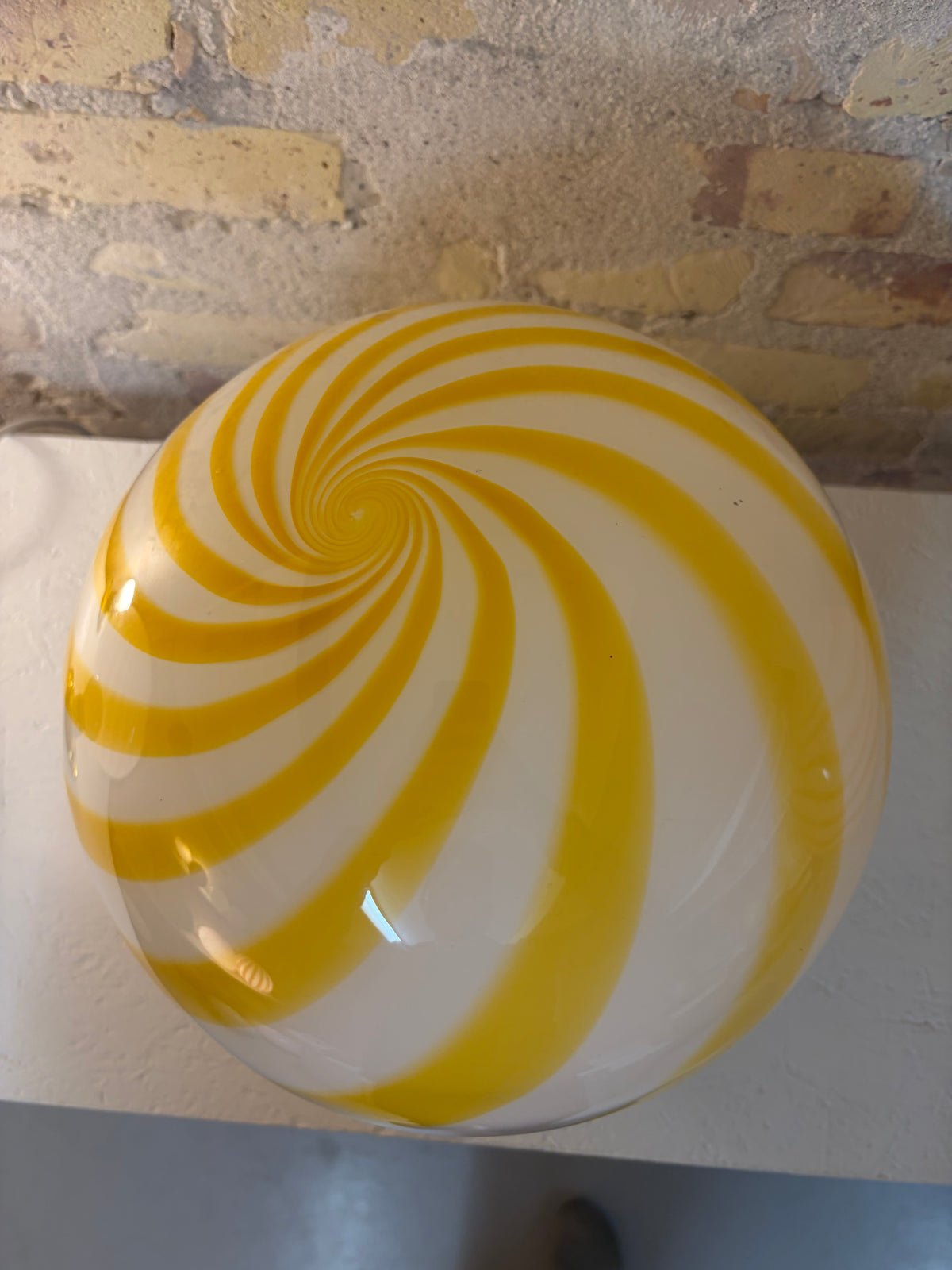 Murano candy loftlampe med gul swirl, 30 cm - 2. sortering