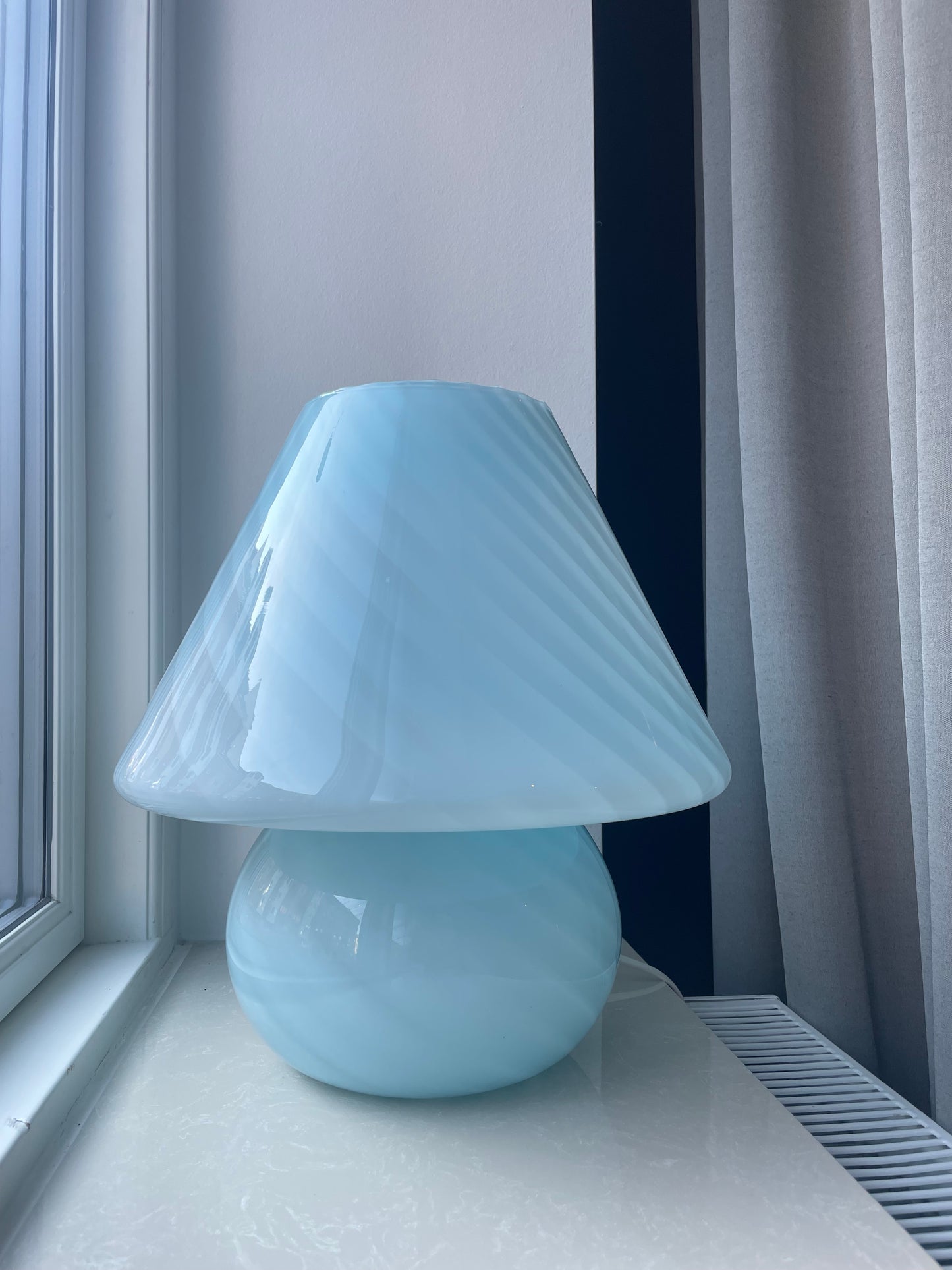 Mega vintage Murano mushroom i blå, 40 cm