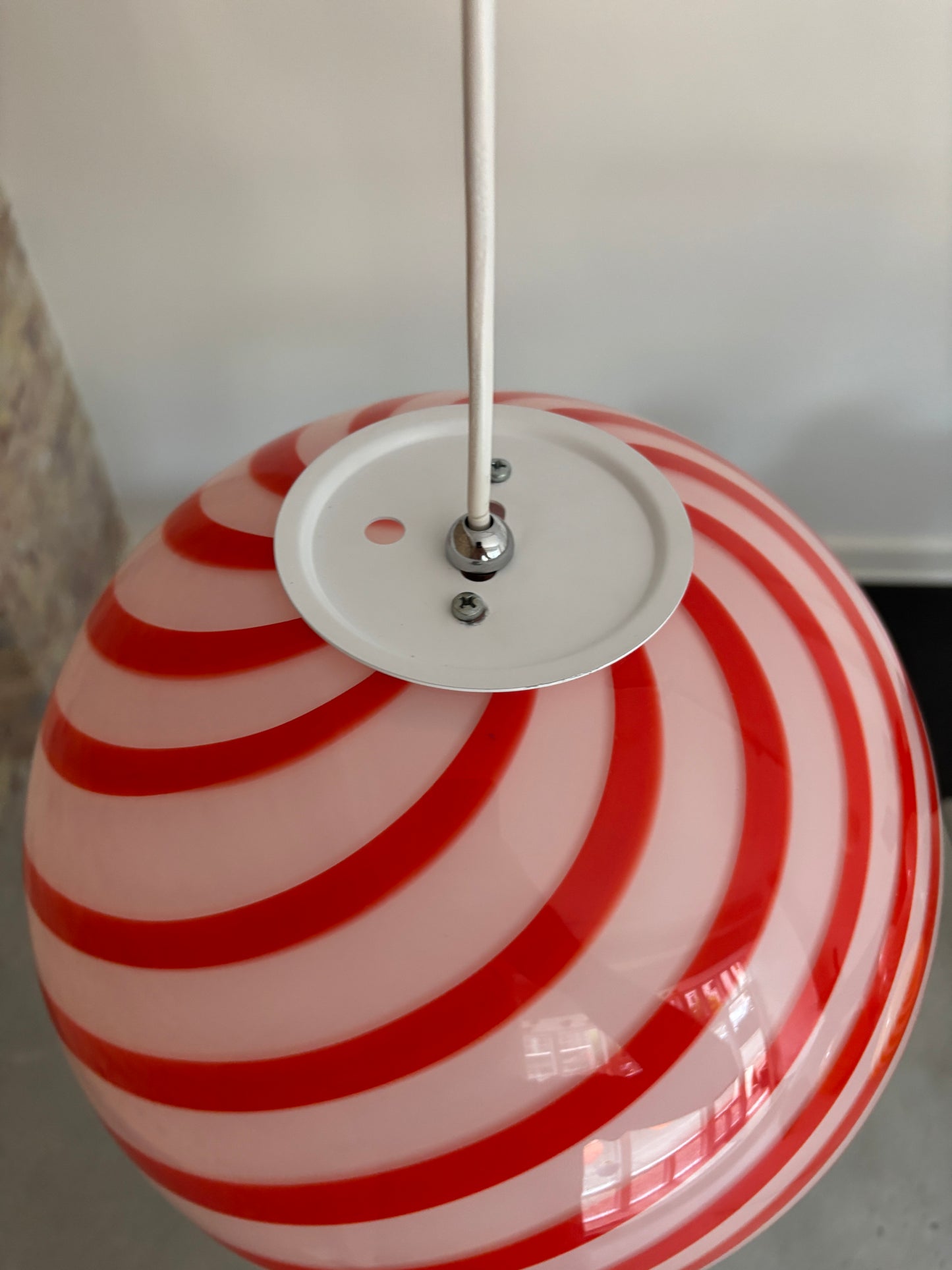 Murano pendant lamp with orange/red swirl, 30 cm