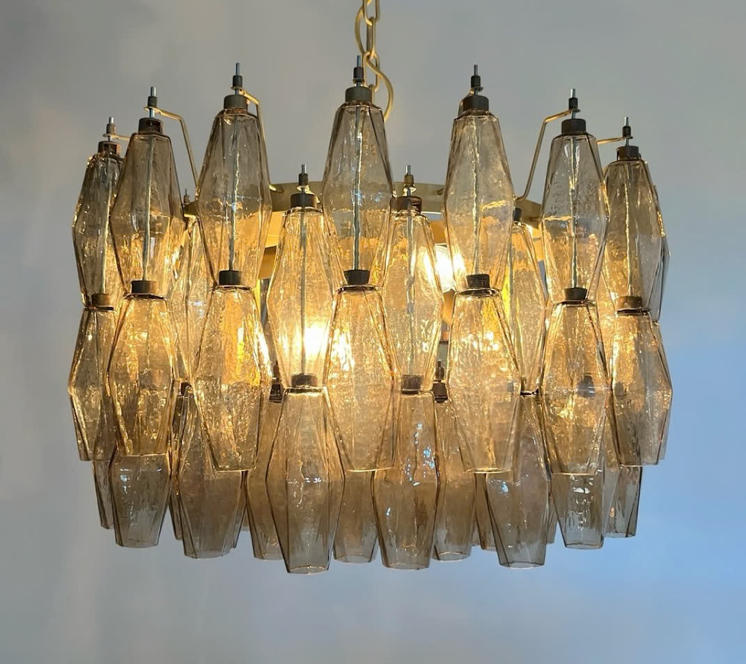 Murano chandelier | Poliedri | 107 glass | Smoked
