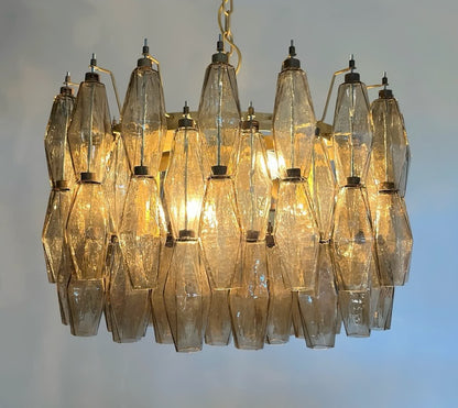 Murano chandelier | Poliedri | 107 glass | Smoked