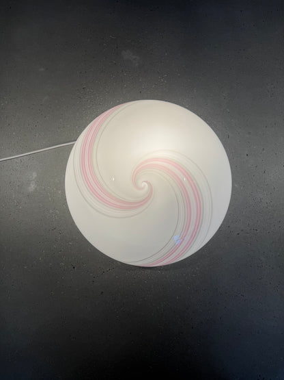 Vintage Murano ceiling lamp with pink swirl, 40 cm