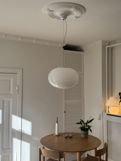 White Murano pendant with white top, 40 cm