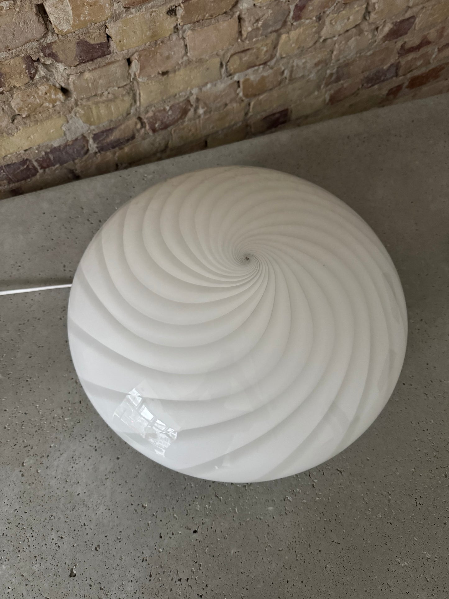 Huge white vintage Murano flush mount, 45 cm