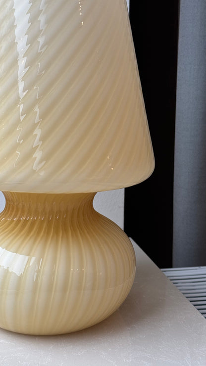 Vintage Murano mushroom in yellow swirl, 40 cm