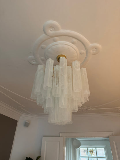 Murano lysekrone | Tuber | 36 glas | Hvid alabaster