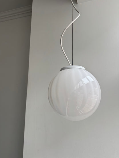 Vintage Murano pendel m. lodret swirl, 25 cm