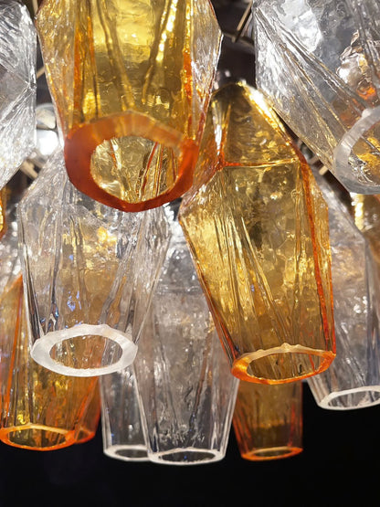 Murano lysekrone | Poliedri | 140 glas | Klar/rav