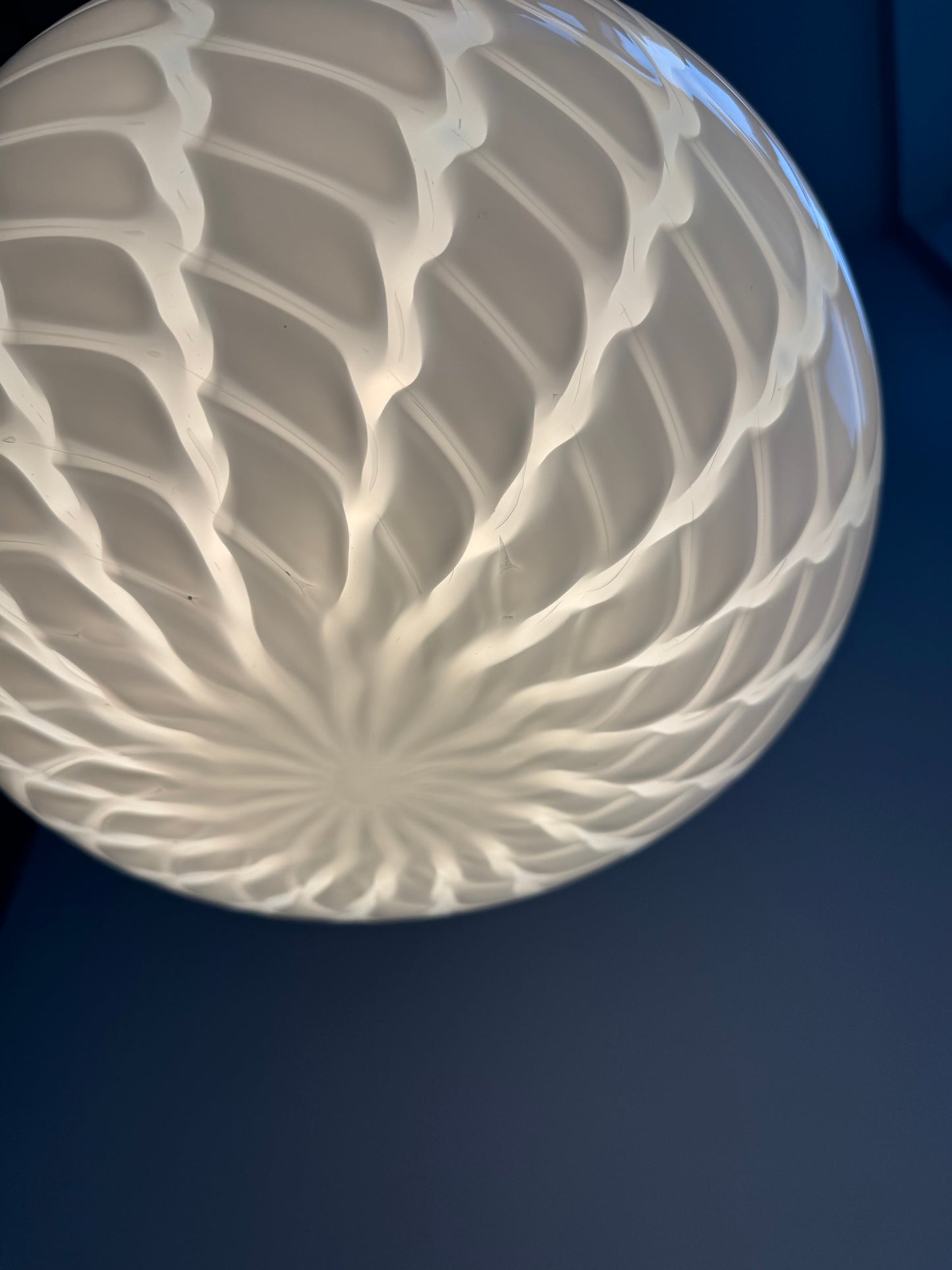 Vintage peacock Murano pendel m. indgravering, 30 cm