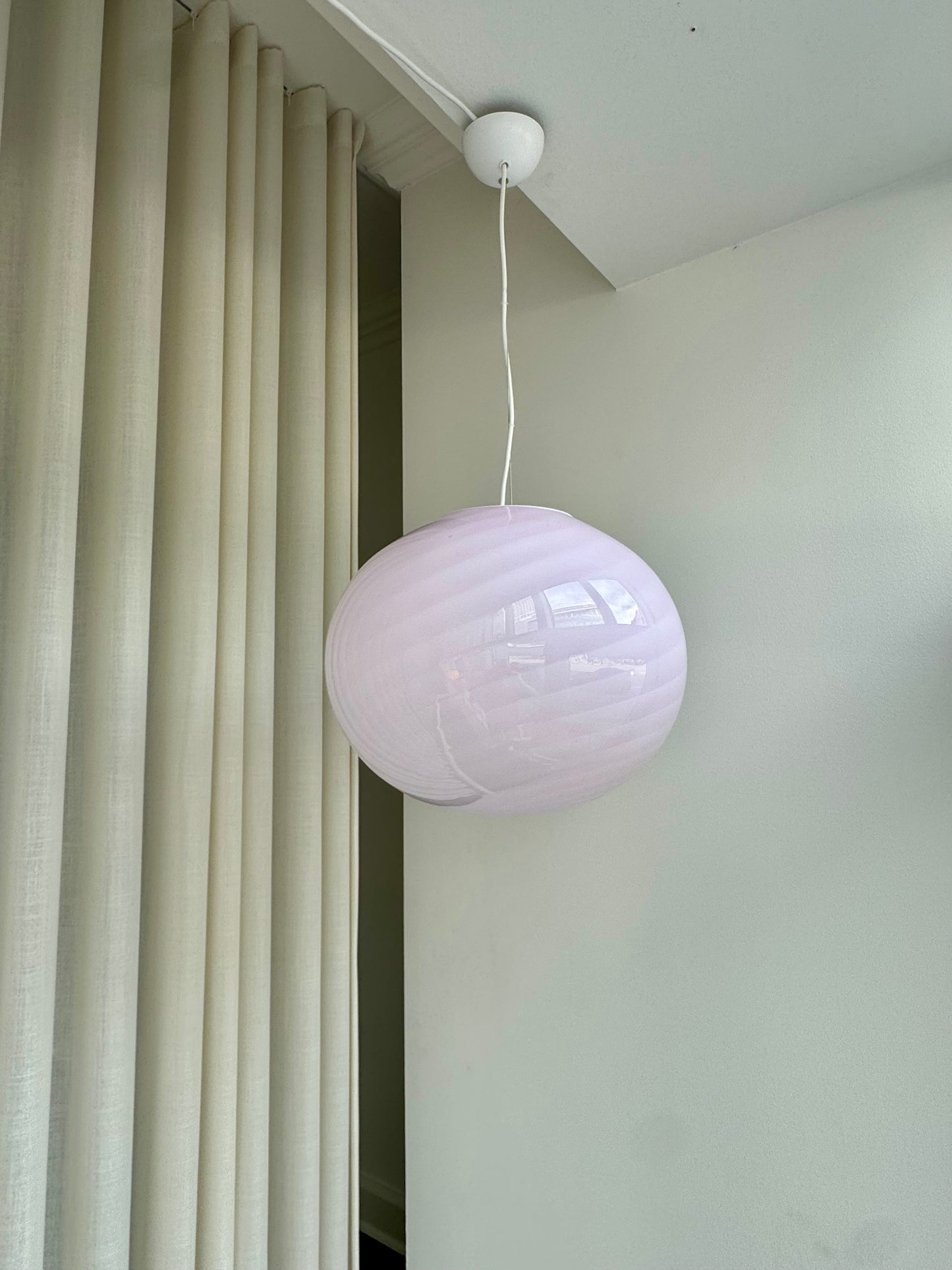 Oval pink candy Murano pendant lamp, 40 cm