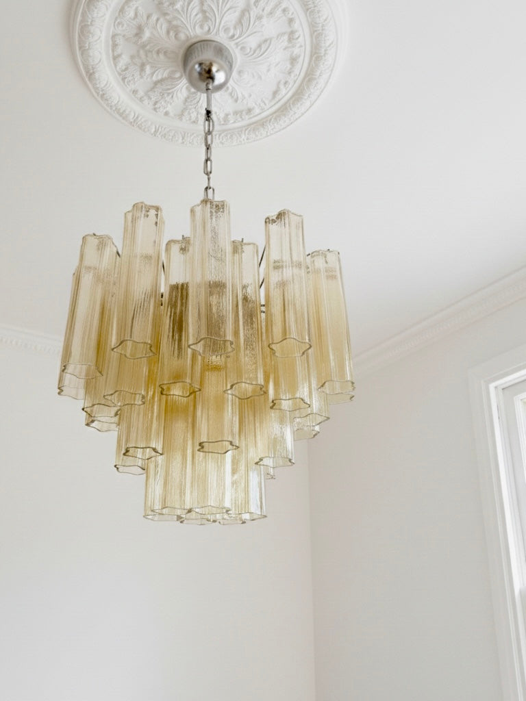 Murano lysekrone | Tuber | 36 glas | Rav/gul