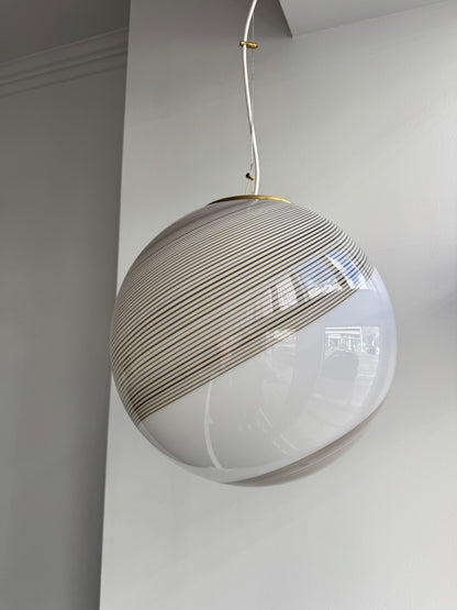 Stor vintage Murano pendel m. brun swirl, 40 cm