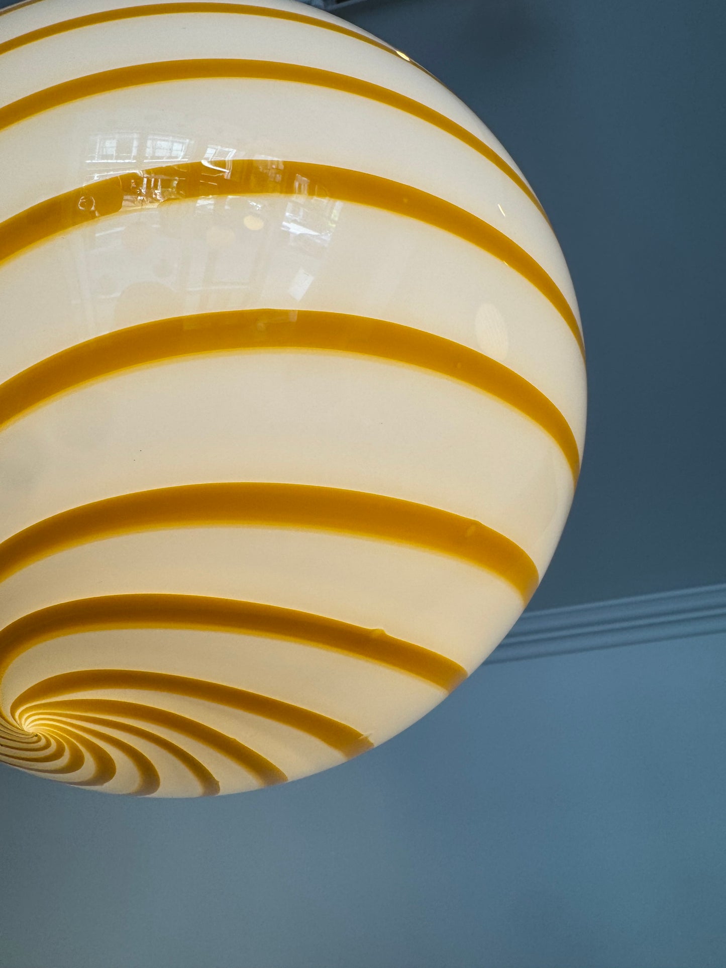 Gul solero swirl candy Murano pendel, 30 cm