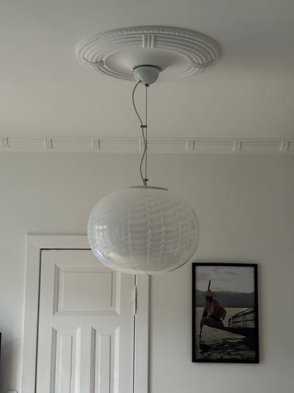 Vintage Murano pendant with peacock swirl, 43 cm