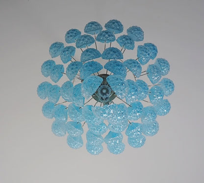 Murano lysekrone | Dråber | 52 glas | Blå