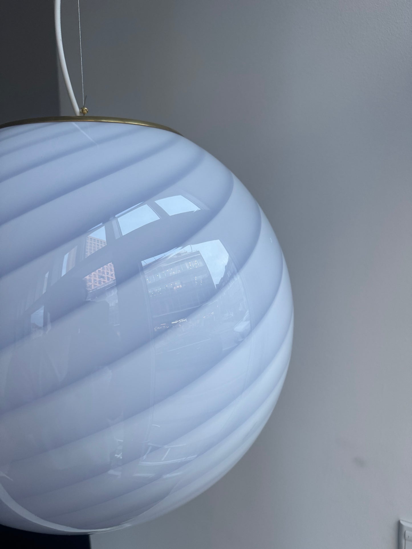 Large ceiling lamp with purple swirl, 40 cm