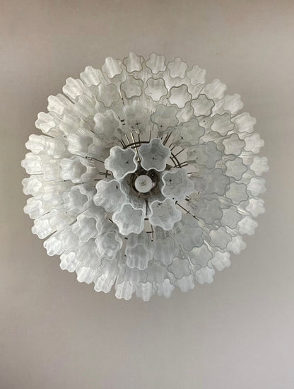 Murano lysekrone | Tuber | 78 glas | Hvid alabaster