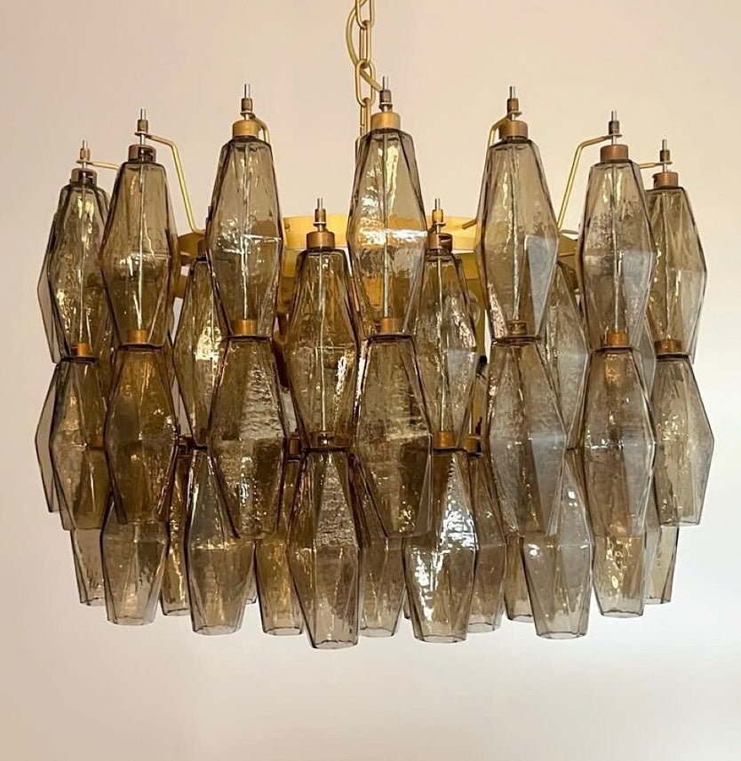 Murano chandelier | Poliedri | 107 glass | Smoked