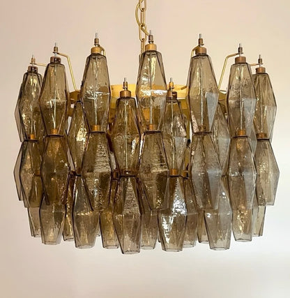 Murano chandelier | Poliedri | 107 glass | Smoked