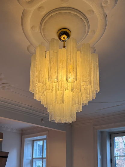 Murano lysekrone | Tuber | 36 glas | Hvid alabaster