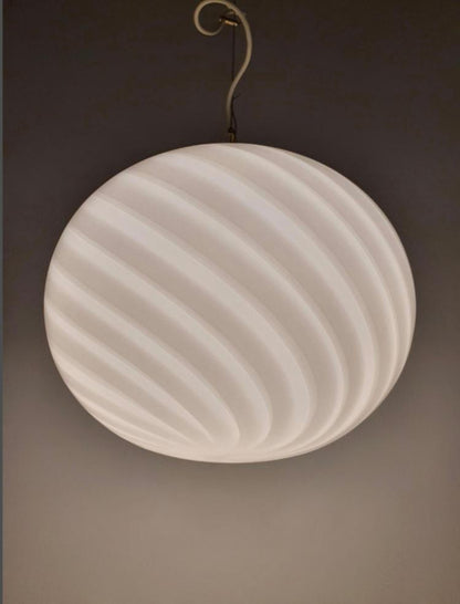 Vintage Murano pendant white swirl, 37 cm