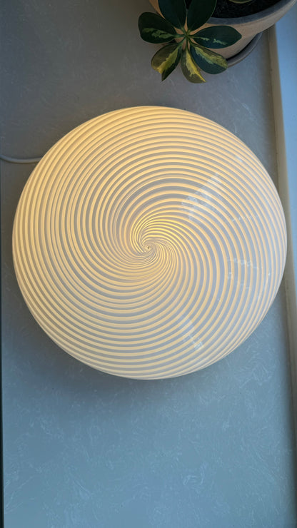 Beautiful vintage Murano ceiling lamp in white swirl, 30 cm