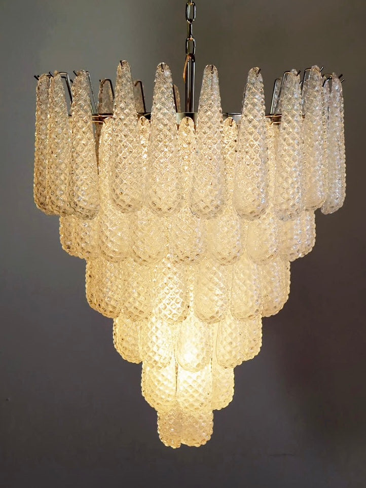 Murano lysekrone | Dråber | 75 glas | Hvid/klar