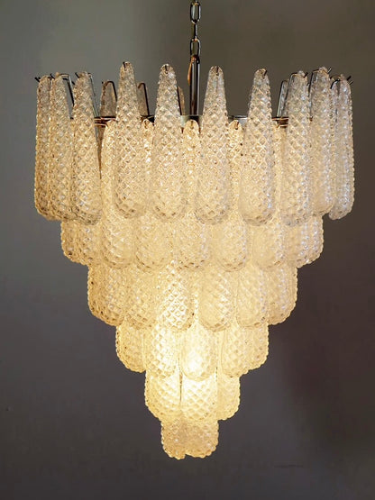 Murano lysekrone | Dråber | 75 glas | Hvid/klar