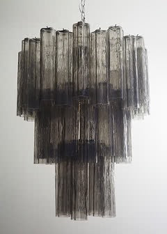 Murano Chandelier | Tuber | 48 Glass Pieces | Smoke-colored Glass