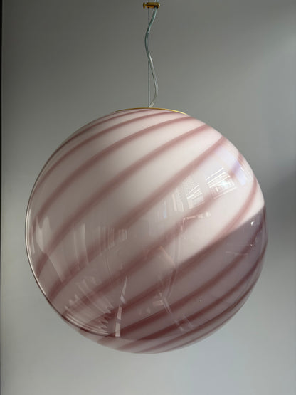 Pink Murano swirl pendant light, 40 cm