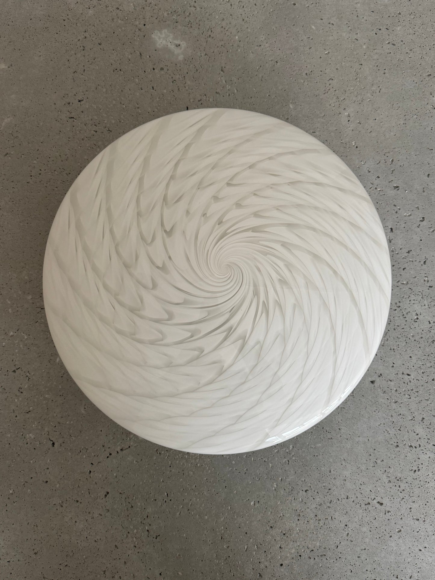 White vintage Murano ceiling lamp with peacock swirl, 40 cm