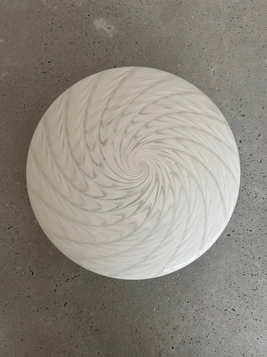 White vintage Murano ceiling lamp with peacock swirl, 40 cm