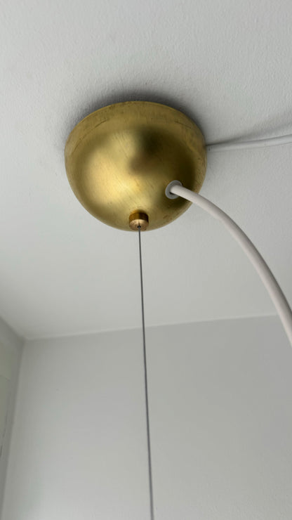 Murano round pendant with brown and gray vertical swirl, 30 cm