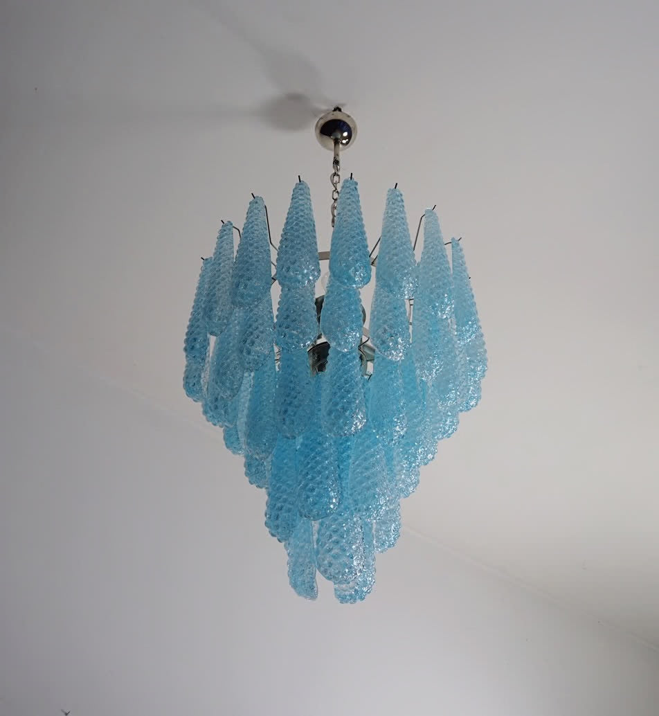 Murano lysekrone | Dråber | 52 glas | Blå