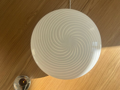 Murano plafond i hvid klassisk swirl, 37 cm