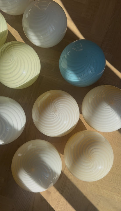 White vintage Murano ceiling lamp with peacock swirl, 36 cm