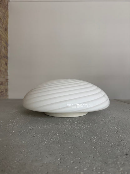 White vintage Murano ceiling lamp with white swirl, 40 cm