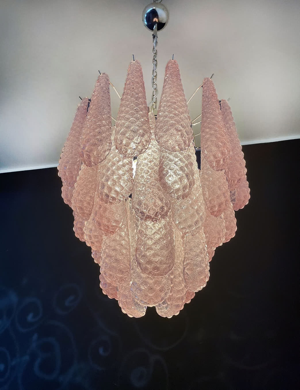 Murano chandelier | Drops | 41 glass | Pink glass