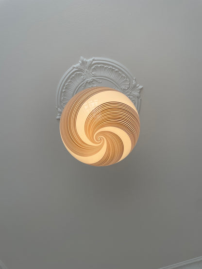 Vintage Murano pendant lamp with brown swirl, 45 cm