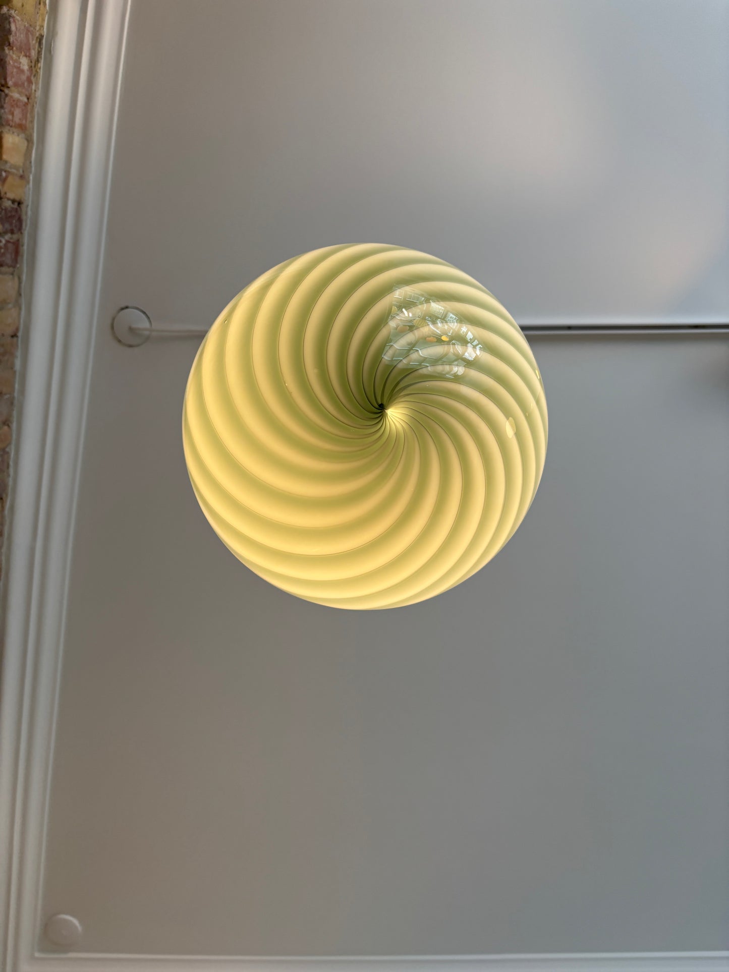Dark green Murano swirl pendant light, 30 cm