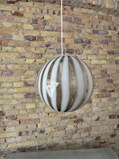 Murano pendant lamp with white and transparent pendant, 30 cm