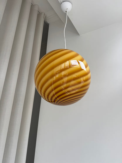 Rav/mørkegul Murano swirl pendel, 40 cm