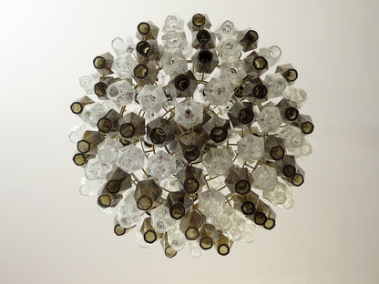 Murano lysekrone | Poliedri | 140 glas | Klar/smoked